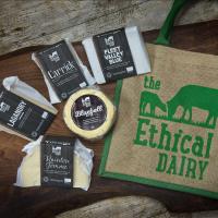 Bundle of Ethical Dairy cheese with jute bag