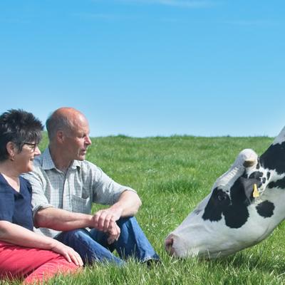 David and Wilma Finlay with cow