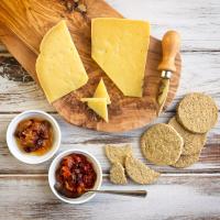 A collection of cheese chutney and oatcakes for a cheesy night in